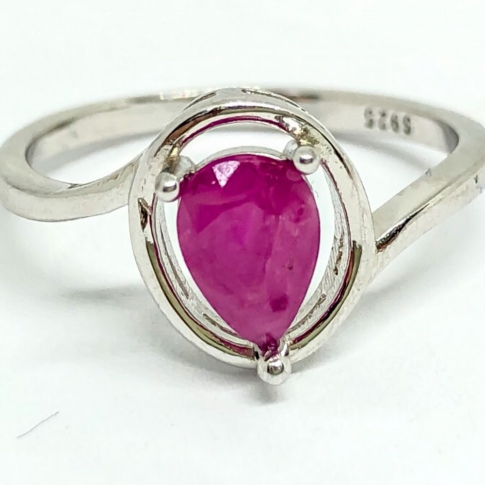 Vintage Natural Ruby 925 Silver Ring - image 1